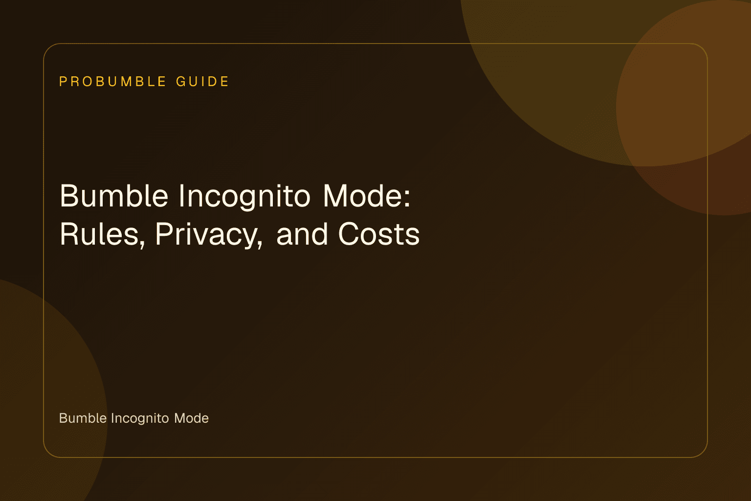 Illustration of a smartphone displaying the Bumble Incognito Mode privacy toggle setting