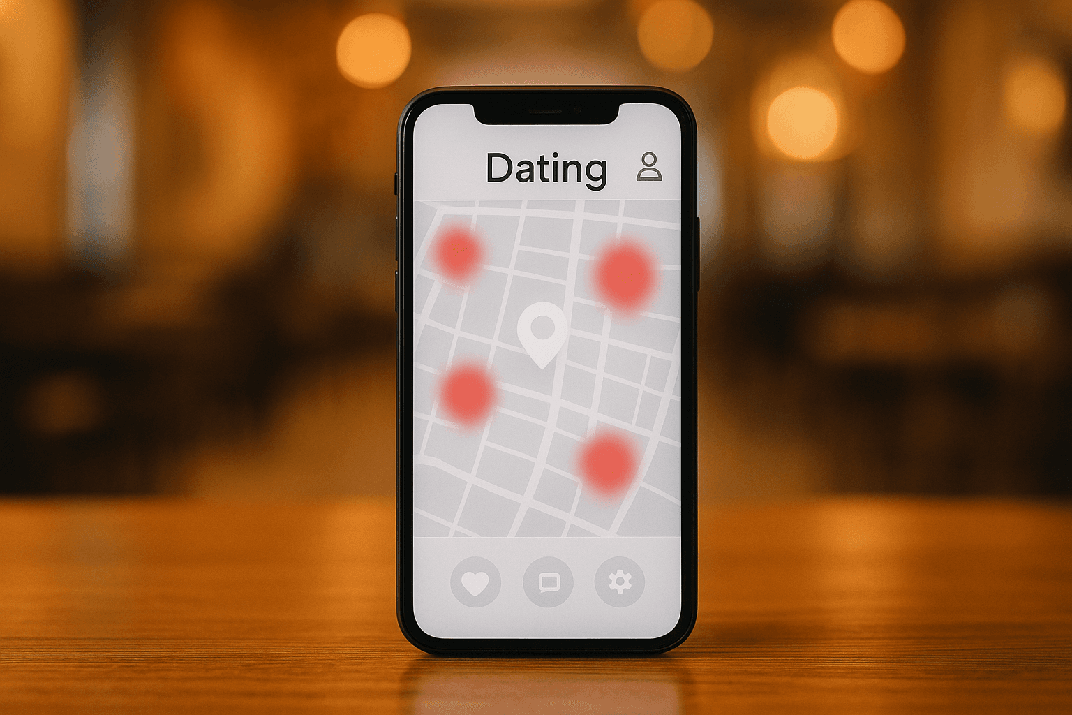 Smart phone showing map interface while learning how to hide your distance on Bumble